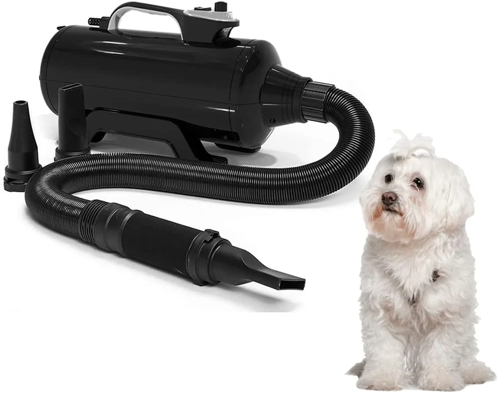 سشوار حیوانات خانگی ACGEND، سشوار حیوانات خانگی با پشتیبانی از سرعت متغیر بی نهایت، 5.2 اسب بخار/3800 وات، کم صدا، با شلنگ لاستیکی قابل حمل، کنترل دما