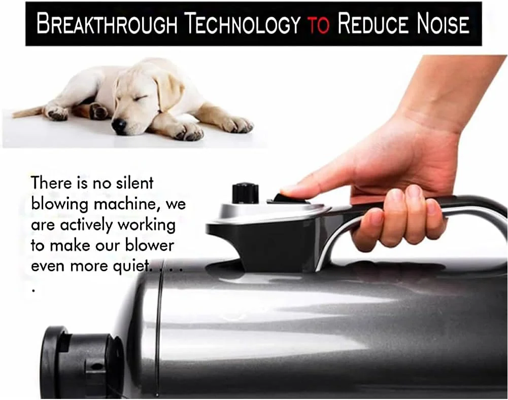 سشوار حیوانات خانگی ACGEND، سشوار حیوانات خانگی با پشتیبانی از سرعت متغیر بی نهایت، 5.2 اسب بخار/3800 وات، کم صدا، با شلنگ لاستیکی قابل حمل، کنترل دما
