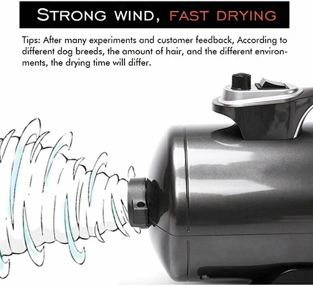 سشوار حیوانات خانگی ACGEND، سشوار حیوانات خانگی با پشتیبانی از سرعت متغیر بی نهایت، 5.2 اسب بخار/3800 وات، کم صدا، با شلنگ لاستیکی قابل حمل، کنترل دما