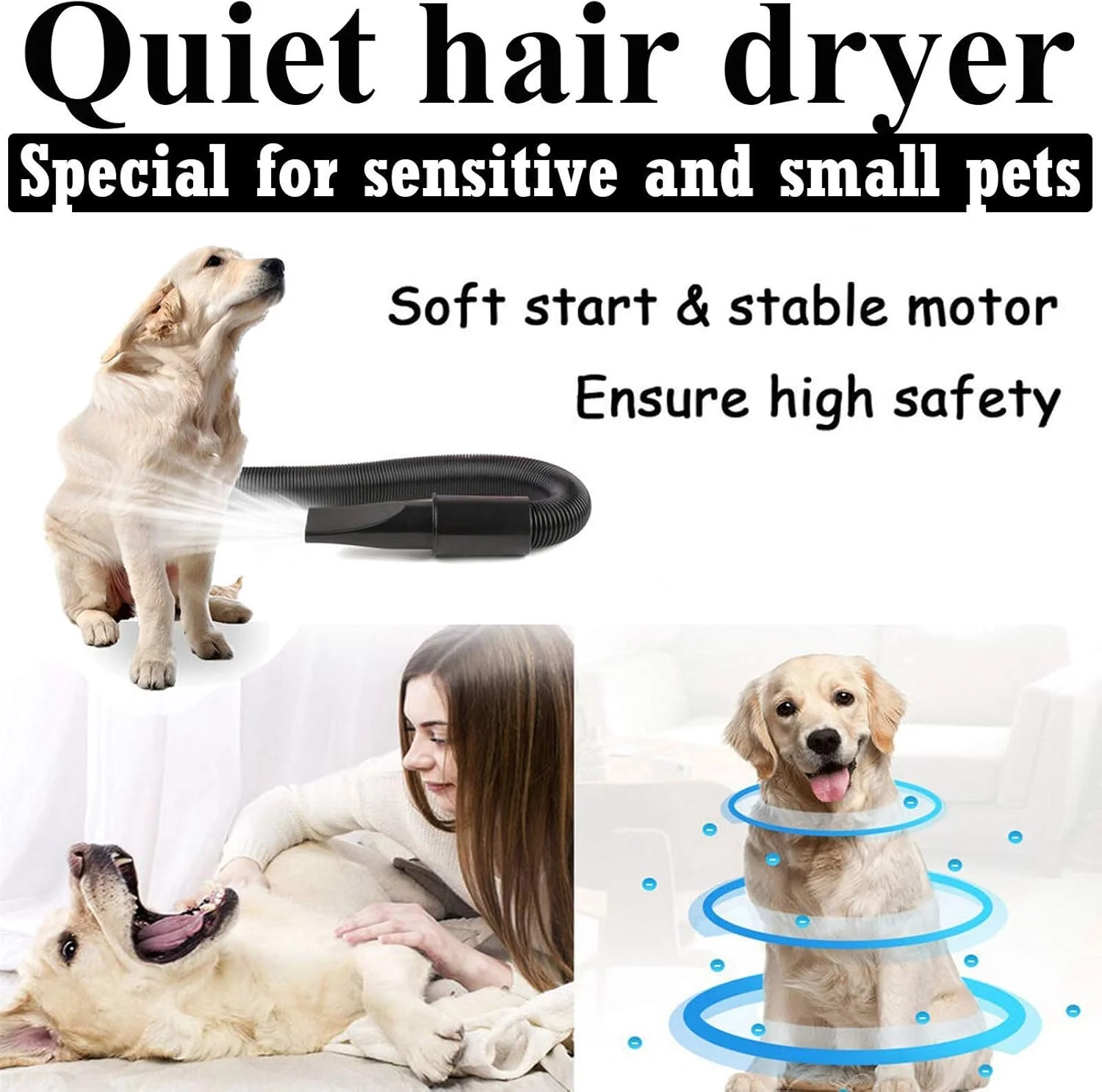 سشوار حیوانات خانگی 500W2800W با سرعت متغیر، سشوار پر سرعت سگ و گربه، دمنده خز، سشوار سریع با 2 درجه حرارت و شلنگ انعطاف پذیر مشکی سشوار حیوانات خانگی 500W2800W با سرعت متغیر، سشوار پر سرعت سگ و گربه، دمنده خز، سشوار سریع با 2 درجه حرارت و شلنگ انعطاف پذیر مشکی