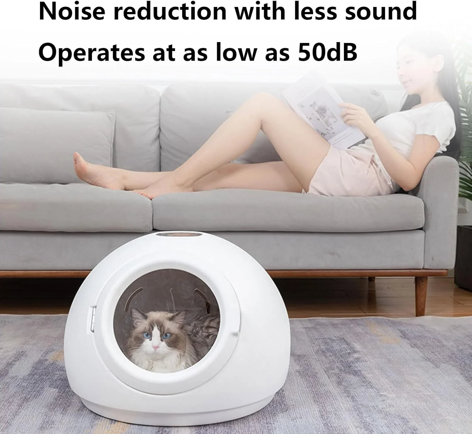 خشک کن موی حیوانات خانگی با کنترل دمای 20 تا 45 درجه سانتیگراد، خشک کن موی حیوانات خانگی 55 لیتری، کنترل زمان و سرعت باد، خشک کن 360 درجه حیوانات خانگی، خشک کن موی سگ و گربه بی صدا 50 دسی بل