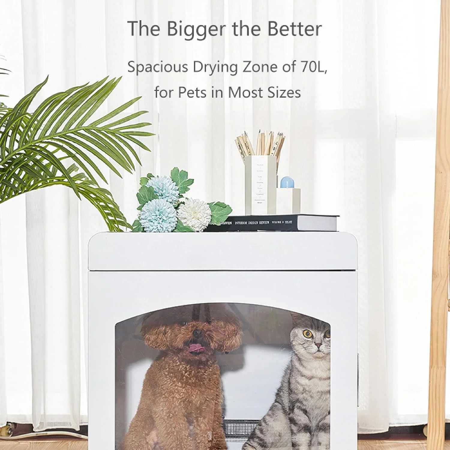 باکس خشک کن موی گربه 360 درجه، خشک کن موی حیوانات خانگی با تنظیم دما 20-45 درجه سانتیگراد، خشک کن موی سگ چند منظوره 1600 وات، کنترل زمان 1-99 دقیقه برای حیوانات خانگی تا 10 کیلوگرم