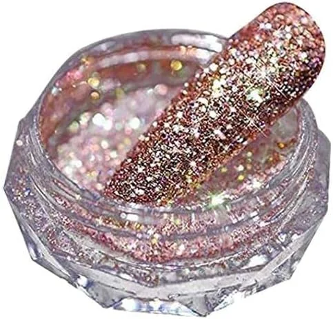 ست 8 رنگ پودر الماس کریستالی طراحی ناخن، پولک های اکلیلی. پودر آینه ای، اکلیل هولوگرافیک، پودر کروم آفتاب پرست، پودر مروارید پری دریایی، تزئینات سه بعدی طراحی ناخن