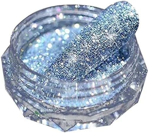 ست 8 رنگ پودر الماس کریستالی طراحی ناخن، پولک ناخن اکلیلی. پودر آینه ای، اکلیل هولوگرافیک، پودر کروم آفتاب پرست، پودر مروارید پری دریایی، دکوراسیون سه بعدی طراحی ناخن DIY