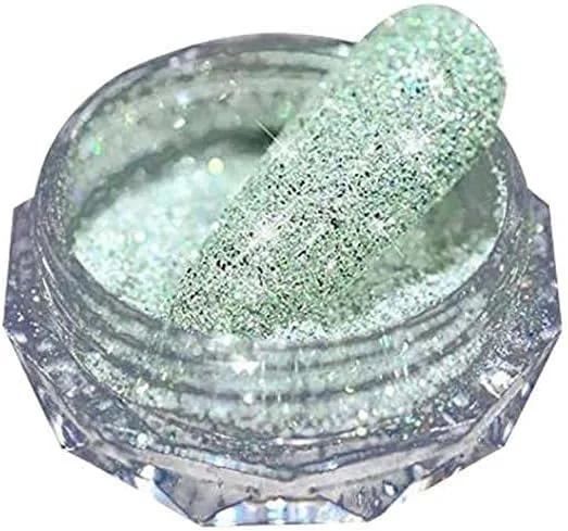 ست 8 رنگ پودر الماس کریستالی طراحی ناخن، پولک های براق، پودر آینه ای، اکلیل هولوگرافیک، پودر کروم آفتاب پرست، پودر مروارید پری دریایی، تزئینات سه بعدی DIY هنر ناخن
