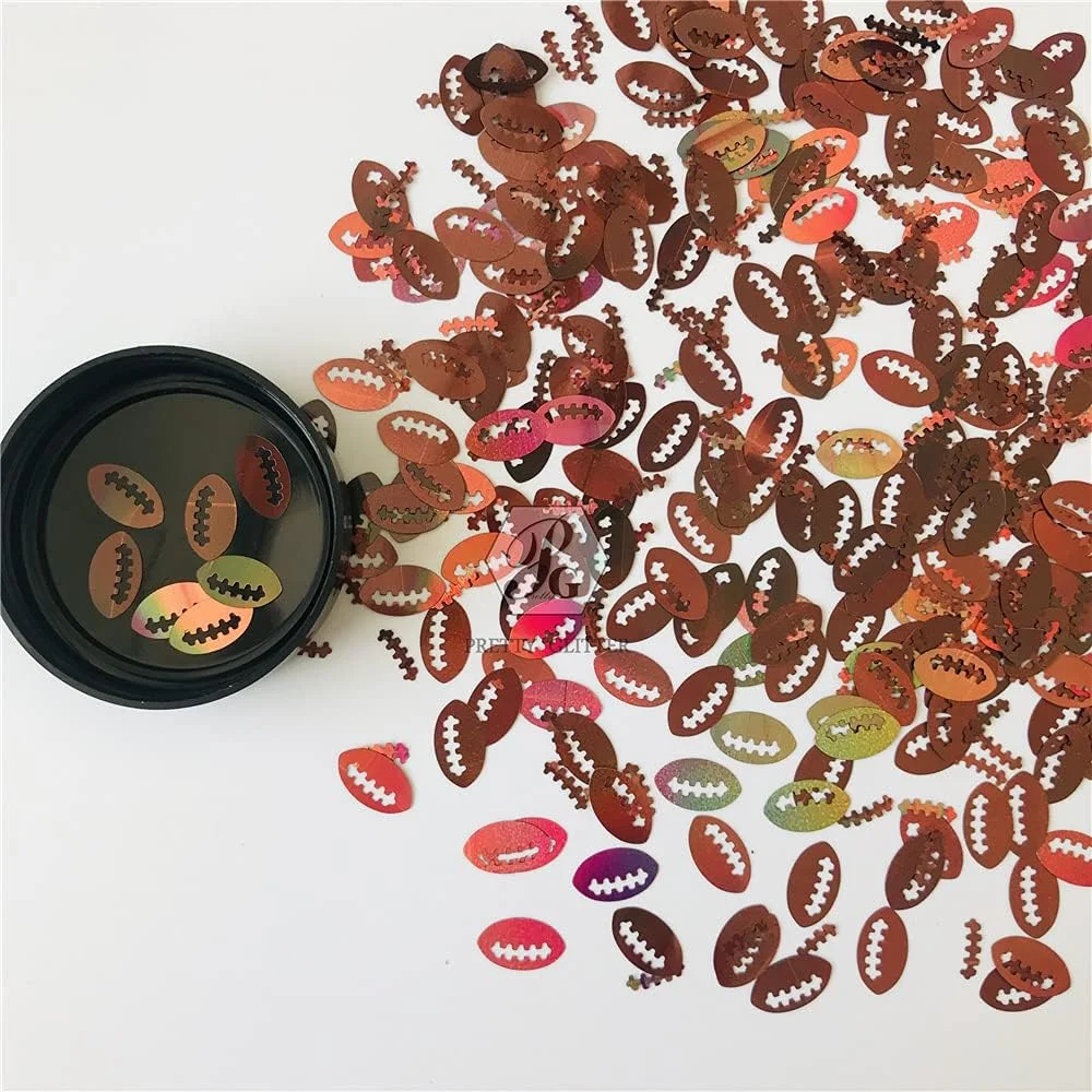 PrettyG 10 گرم در هر بسته - پودر اکلیل طرح توپ راگبی قهوه ای هولوگرافیک - مناسب برای آرایش صورت و بدن، طراحی ناخن، جشن ها و مهمانی ها LB406