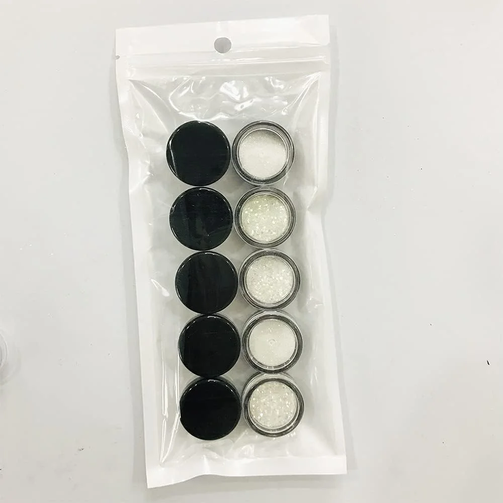 مجموعه 10 جعبه پودر اکلیلی تغییر رنگ دهنده UV PrettyG - مناسب برای آرایش صورت و بدن، طراحی ناخن و جشن ها UV-10C