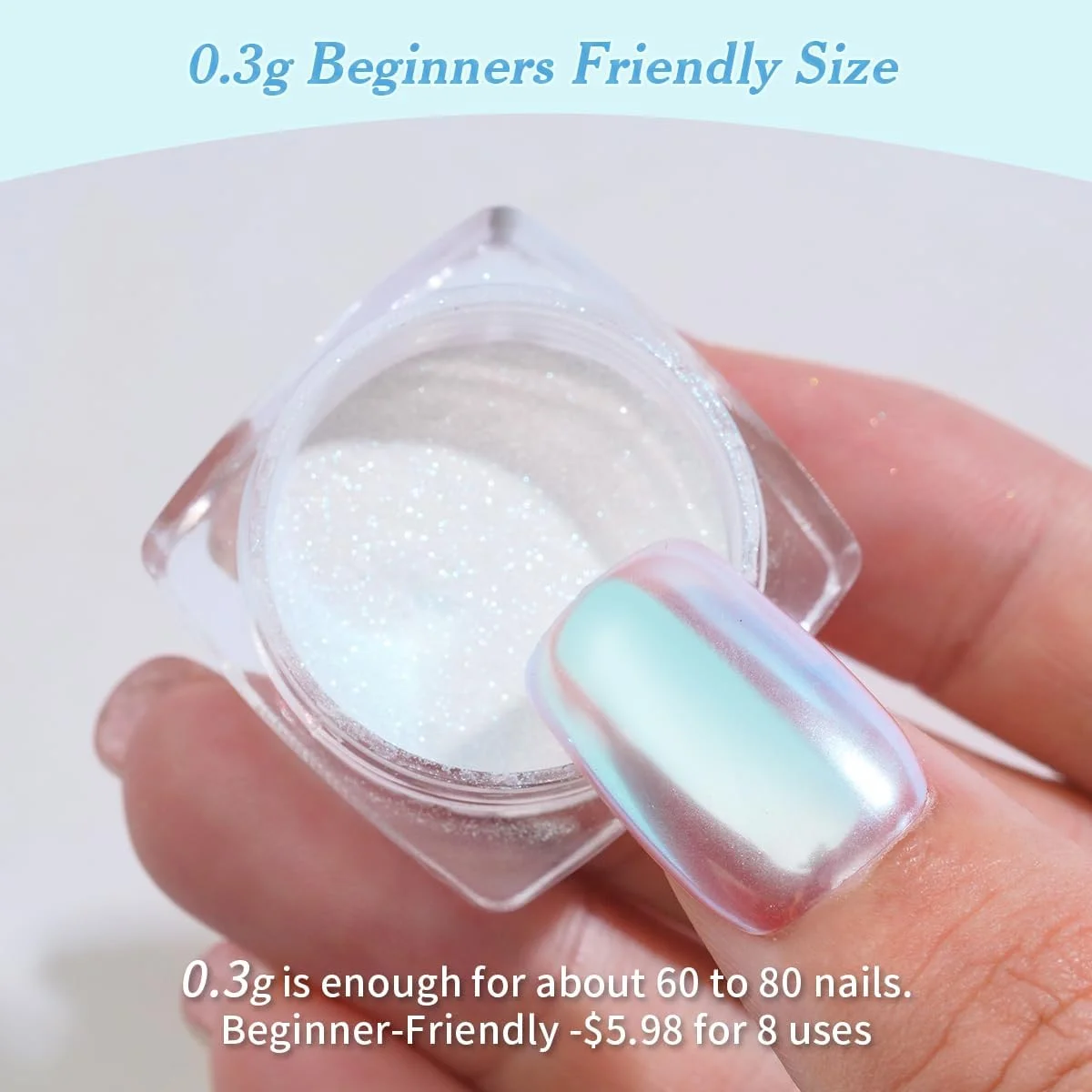 پودر کروم ناخن پریتی دیوا Moonlight، پودر کروم تک شاخ پری دریایی برای ناخن، پودر ناخن Aurora پودر کروم رنگین کمانی ناخن، تزئین اکلیل هنر ناخن برای رنگدانه مانیکور سالن DIY خانگی