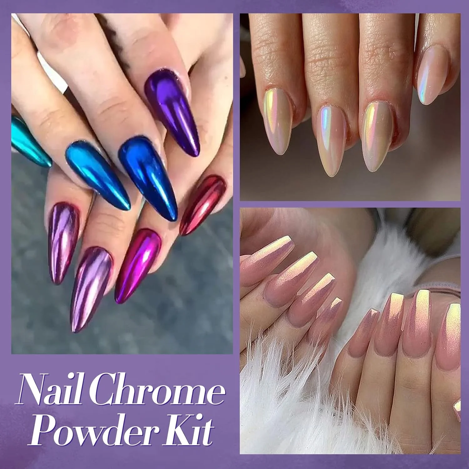 پودر مرواریدی ناخن BORN PRETTY، 9 جعبه، جلوه آینه ای، رنگین کمانی، هنر ناخن، اکلیل کروم متالیک، رنگدانه مانیکور 1 گرمی