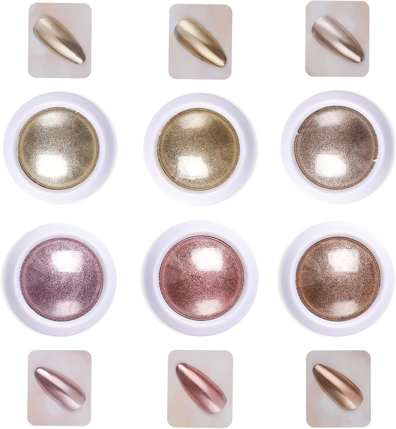 پودر کروم ناخن، 6 جعبه پودر ناخن رزگلد، پودر اکلیل ناخن پری دریایی آرورا، پودر پیگمنت هنر ناخن با جلوه آینه ای، لوازم جانبی هنر ناخن، پودر کروم صدفی تزئینات هنر ناخن مناسب استفاده در منزل و سالن