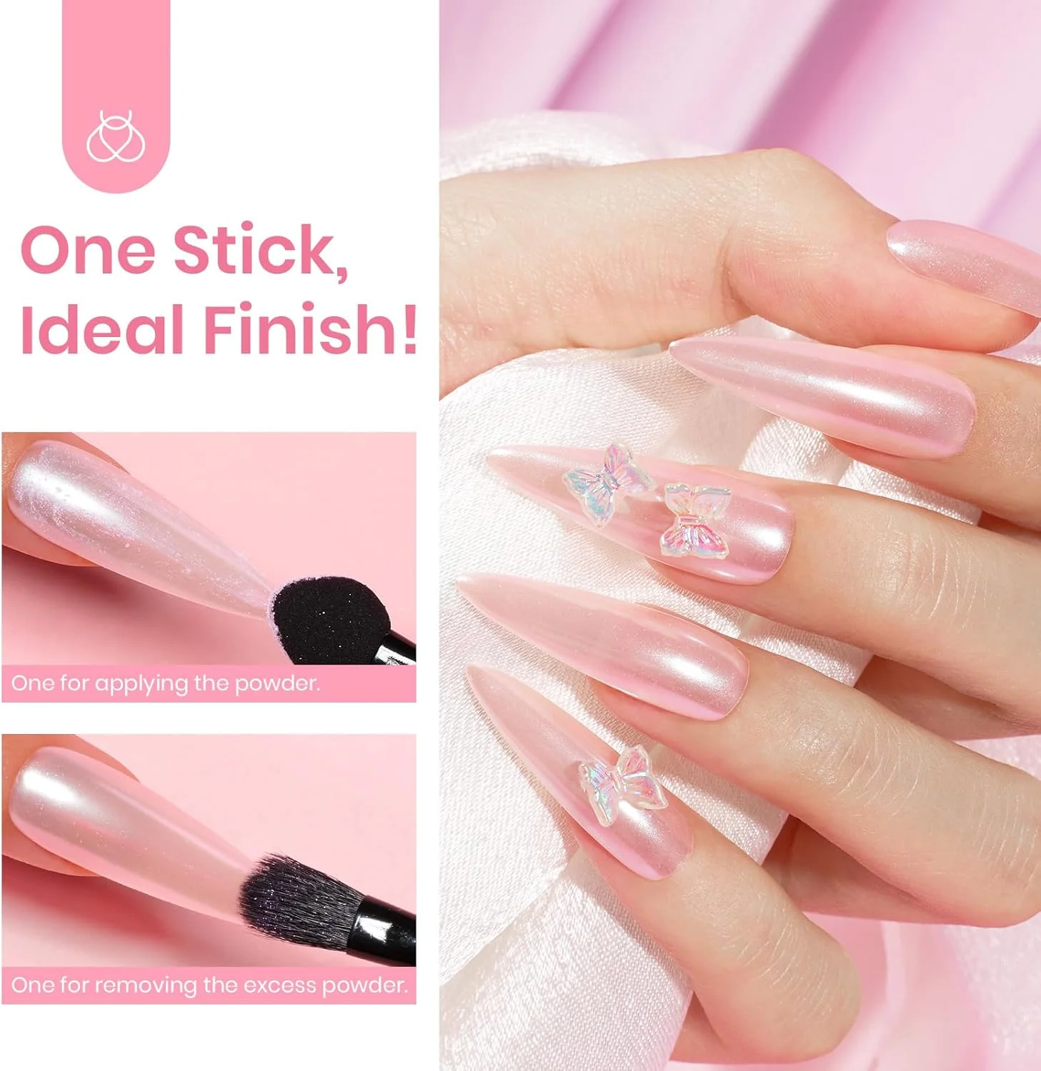 پودر کروم سفید لاک ژل برای ناخن های ژلی، پودر ناخن مرواریدی با جلوه آینه ای، پودر اکلیل ناخن برای طراحی ناخن