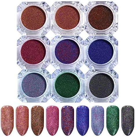 پودرهای ناخن پودر ناخن پودر هنری ناخن متالیک اکلیل 1 جعبه مجموعه پودر هنری پودر اکلیل ناخن