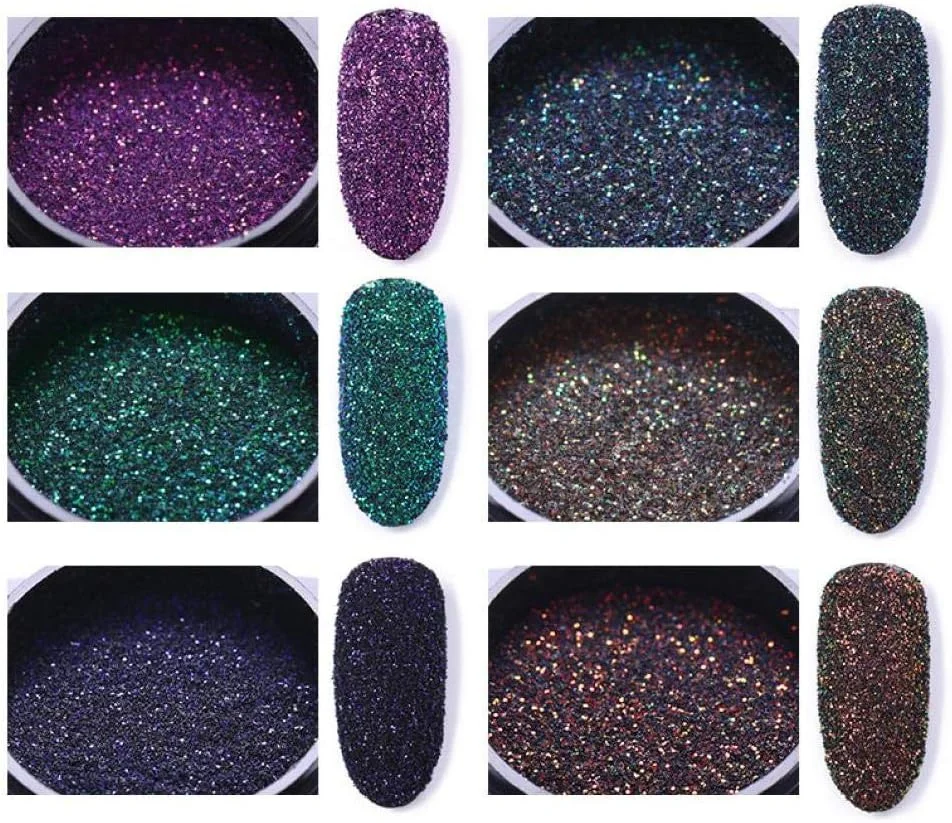 یک جعبه پودر ناخن پودر آینه ای هنر انگشت اکلیلی پودر هولوگرافیک