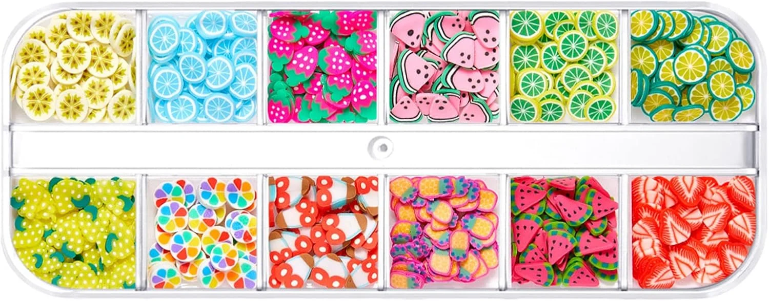 پولک های سفالی نرم، اکلیل آرایشی، پولک های هنری ناخن، میوه ها، گل ها، حیوانات دریایی، پودر اکلیلی برای تزئین ناخن، برش های هنری ناخن زیبا H