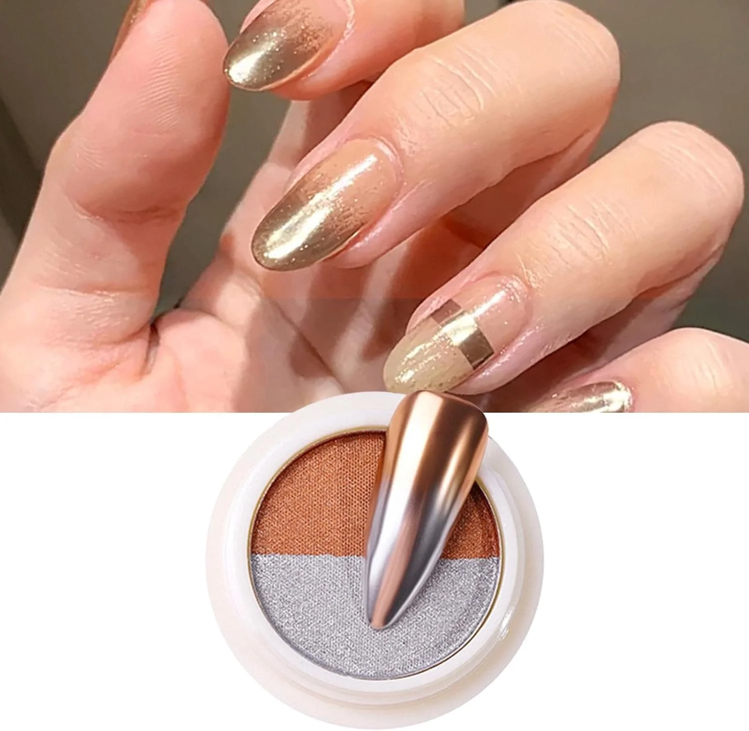 پودر پیگمنت آینه ای طراحی ناخن، 1 عدد پودر کروم براق کننده اکلیل ناخن، پودر الماس شکسته کریستالی ناخن، جواهرات ناخن