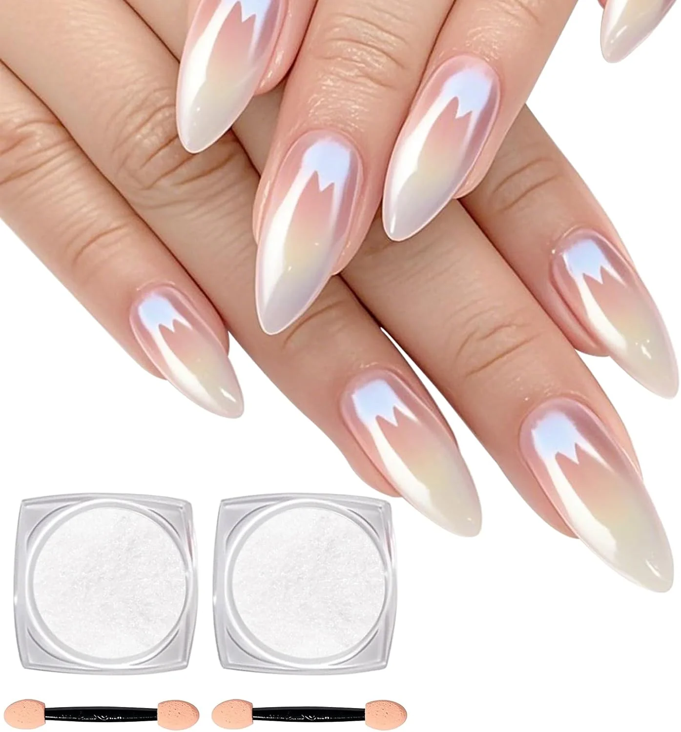 پودر ناخن کروم مرواریدی سفید 2 عددی، جلوه آینه ای، پودر اکلیلی جواهرات ناخن صدفی جادویی آرورا، رنگدانه هولوگرافیک، سمفونی پری دریایی، پودر نئون یخی آرورا، تزئینات طراحی ناخن DIY