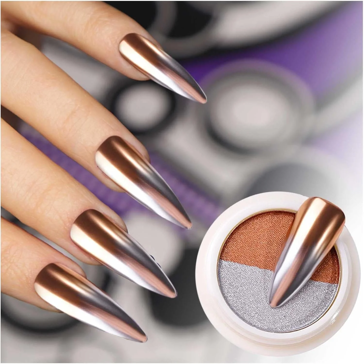 پودر پیگمنت آینه ای طراحی ناخن، 1 عدد پودر کروم براق کننده اکلیل ناخن، پودر الماس شکسته کریستالی ناخن، جواهرات ناخن