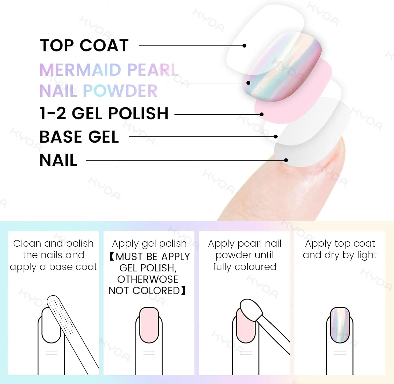 اونست پودر ناخن کروم رنگین کمانی نئونی، پودر ناخن کروم پری دریایی، پودر ناخن صدفی سمفونی پری دریایی، پودر ناخن مرواریدی جادویی پری دریایی، رنگدانه مانیکور سالن