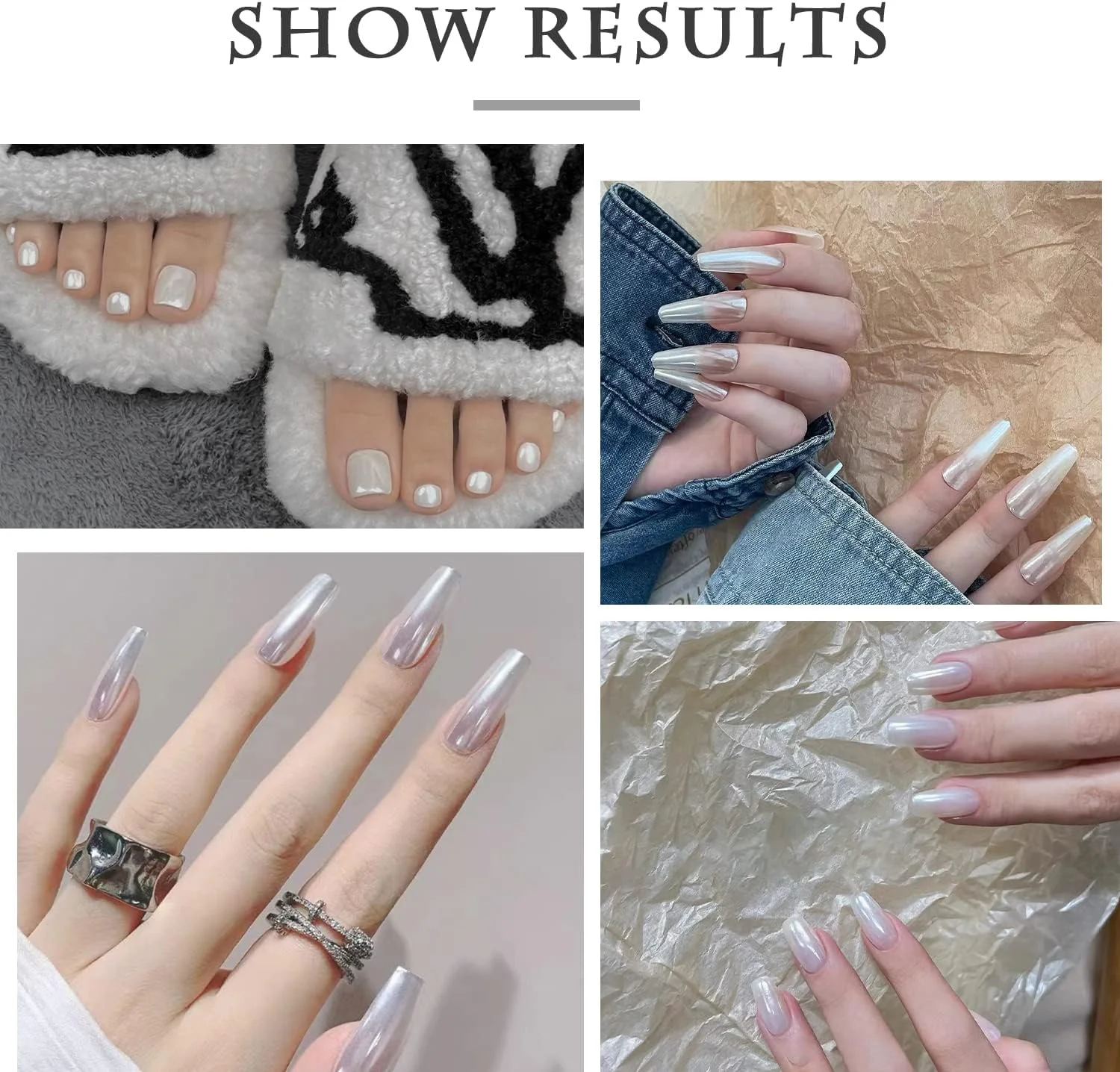 پودر ناخن کروم مرواریدی سفید 2 عددی، جلوه آینه ای، پودر اکلیلی جواهرات ناخن صدفی جادویی آرورا، رنگدانه هولوگرافیک، سمفونی پری دریایی، پودر نئون یخی آرورا، تزئینات طراحی ناخن DIY