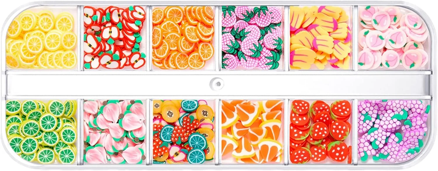 پولک های سفالی نرم، آرایش، هنر ناخن، پولک میوه ای، گل ها، حیوانات دریایی، پودر اکلیلی برای تزئین ناخن، برش های هنری ناخن زیبا مدل A