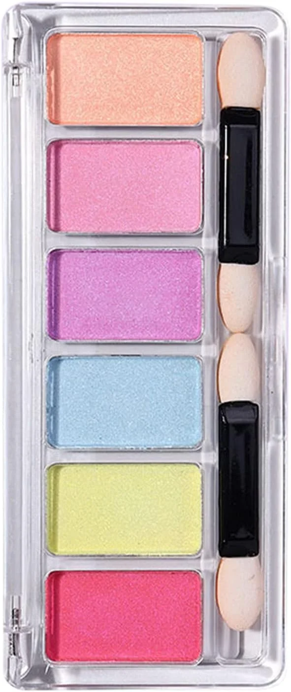 پالت طراحی ناخن 6 رنگ اکلیل ناخن هولوگرافیک پودر جامد ناخن پودر کروم با جلوه آینه ای پالت پودر ناخن DIY