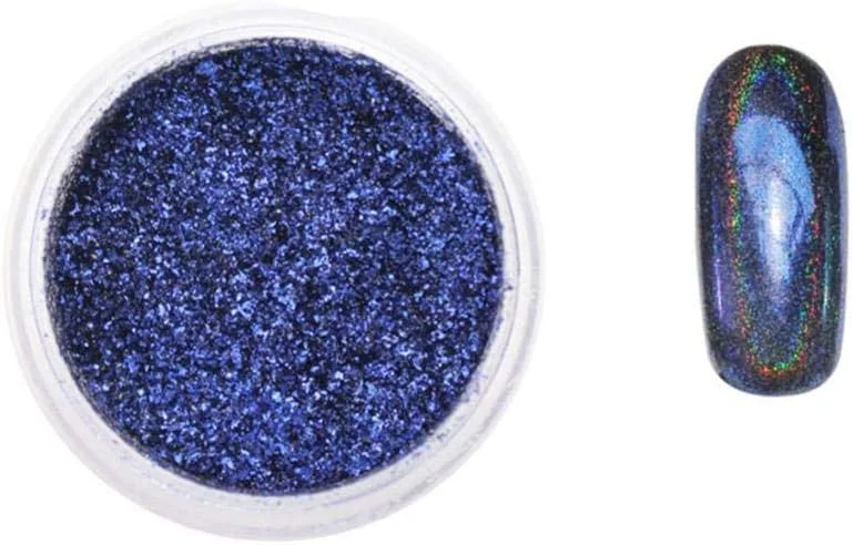 پودر آینه ای طاووسی جادویی جدید برای طراحی ناخن، پودر براق تزئینی DIY، 8 رنگ (آبی تیره)
