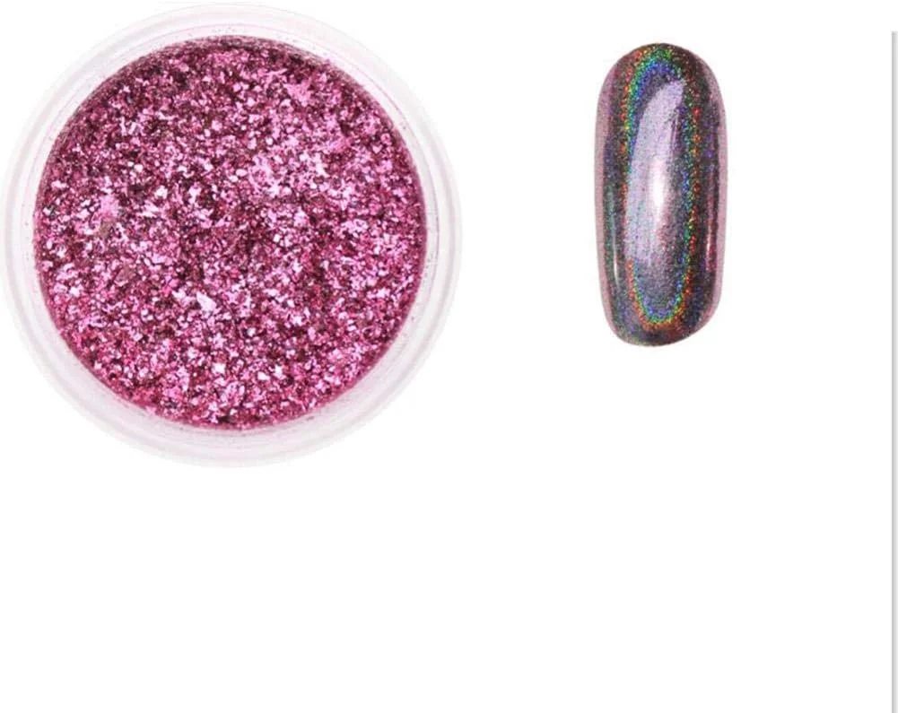 پودر آینه ای طاووسی جادویی جدید برای طراحی ناخن، پودر اکلیلی براق تزئینی DIY، 8 رنگ (قرمز گل رز)