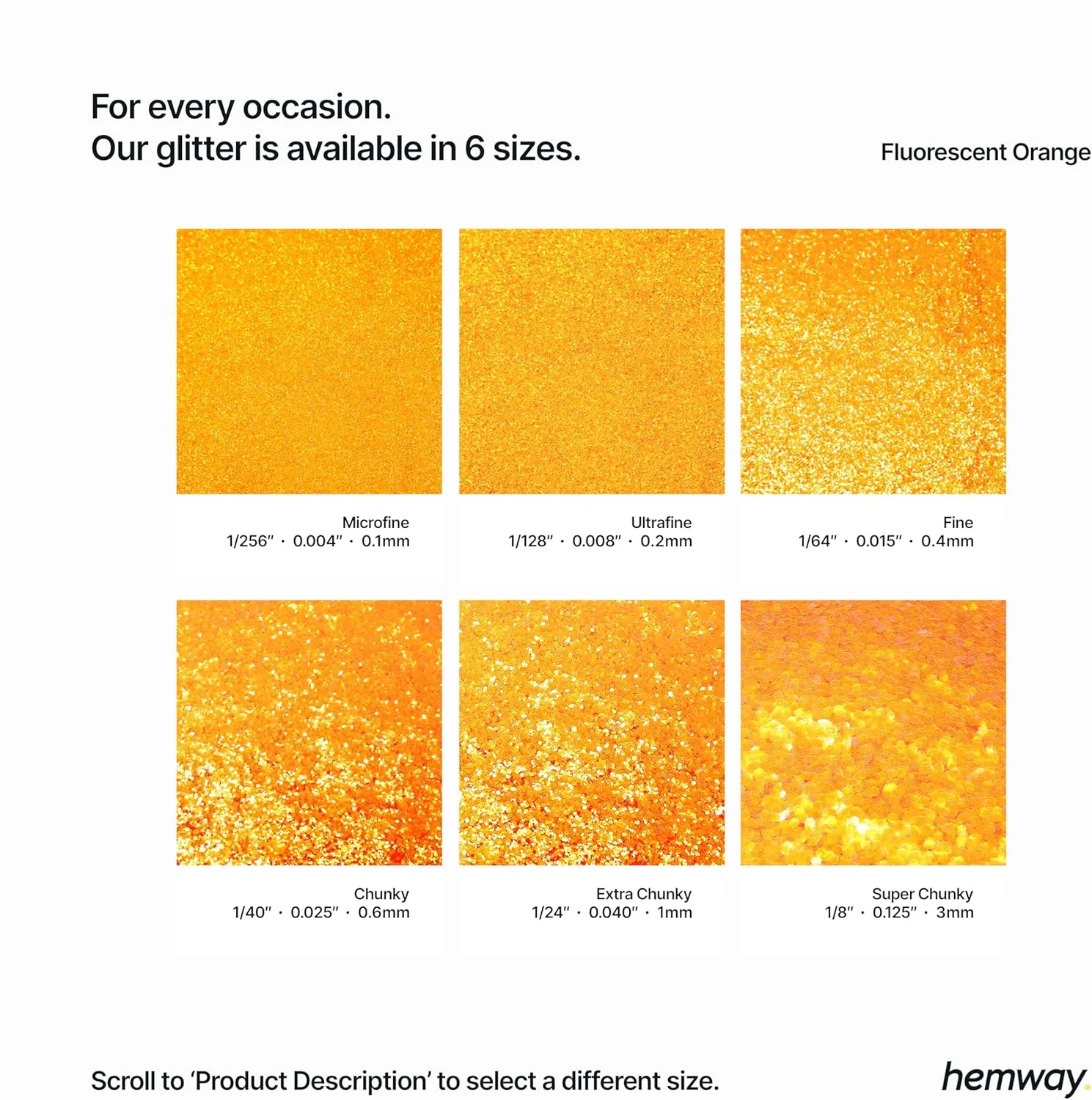 اکلیل درشت نارنجی فلورسنت Hemway، ۱۳۰ گرم / ۴.۶ اونس، پودر متالیک رزین، پولک اکلیلی برای لیوان های اپوکسی، مو، صورت، بدن، چشم، هنر ناخن، جشنواره