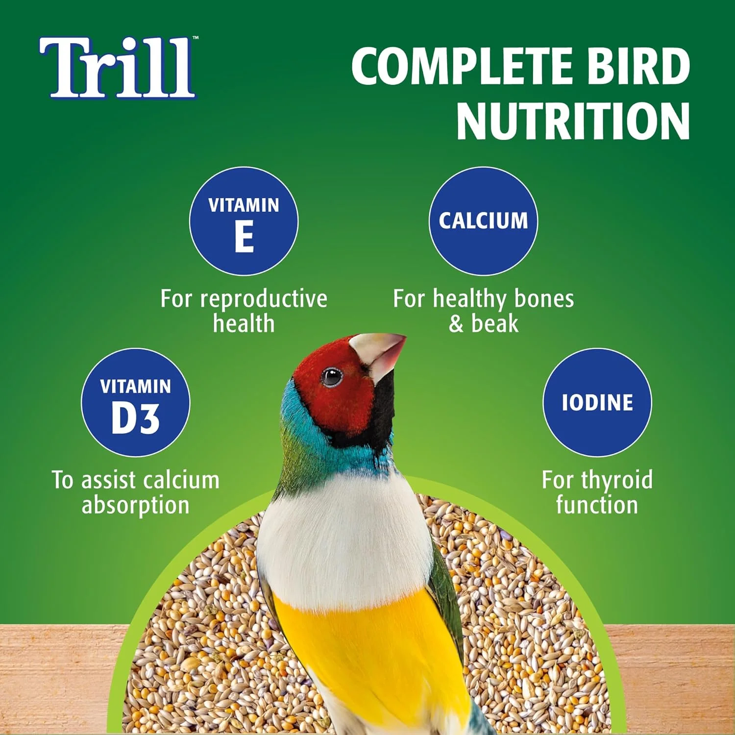 مخلوط دانه تریل برای فنچ 500 گرمی، غذای پرنده، دانه پرنده فنچ، ترکیبی متعادل از دانه های نوتریویت، غذای کامل برای پرندگان