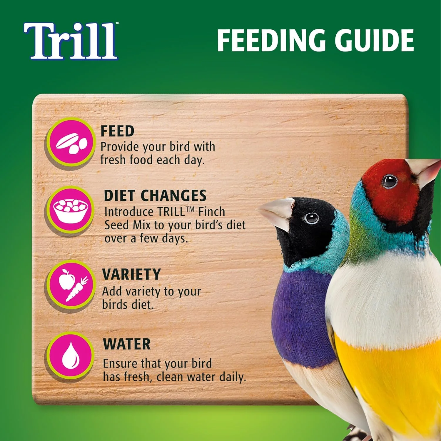مخلوط دانه تریل برای فنچ 500 گرمی، غذای پرنده، دانه پرنده فنچ، ترکیبی متعادل از دانه های نوتریویت، غذای کامل برای پرندگان