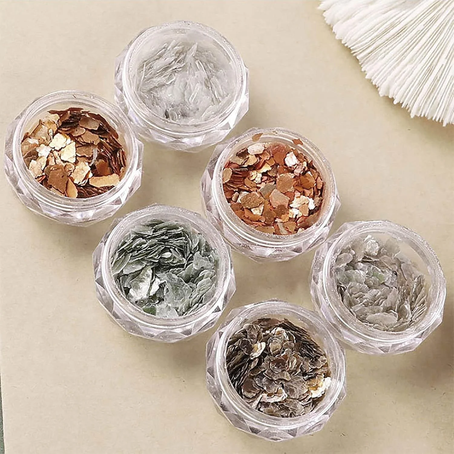 پودر اکلیل ناخن پولک 6 عددی/ست فویل تزئین ناخن نوک ناخن تکه صدف نامنظم اکلیل ناخن تکه پولکی تزئین ناخن DIY اکلیل برای ناخن (A)