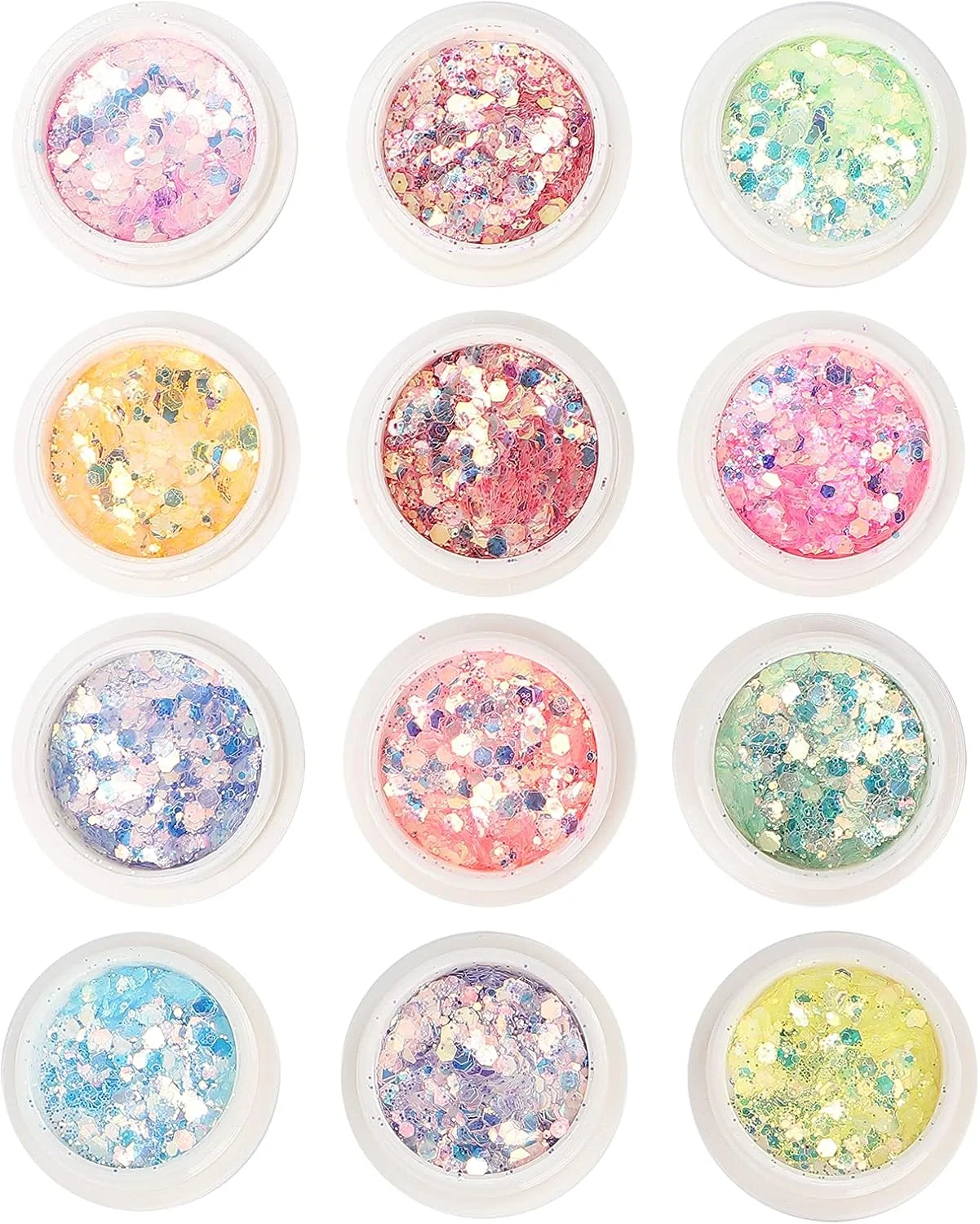 ست 12 تایی اکلیل ناخن، پولک های اکلیلی طراحی ناخن، پودر تزئین مانیکور ناخن DIY، فویل نگین دار برای هنر ناخن