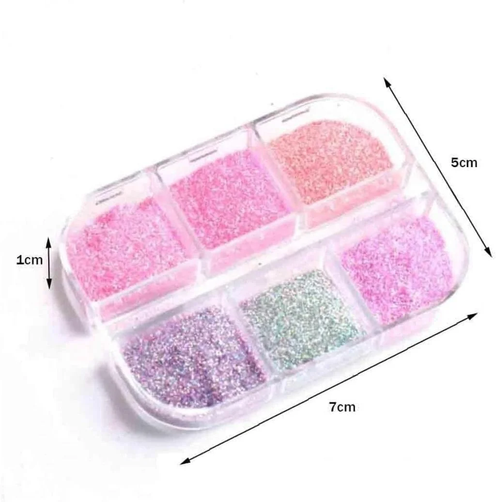 ست پودر شکر صورتی برای طراحی ناخن، پودر براق و میکروسایشی برای جلوه شکر