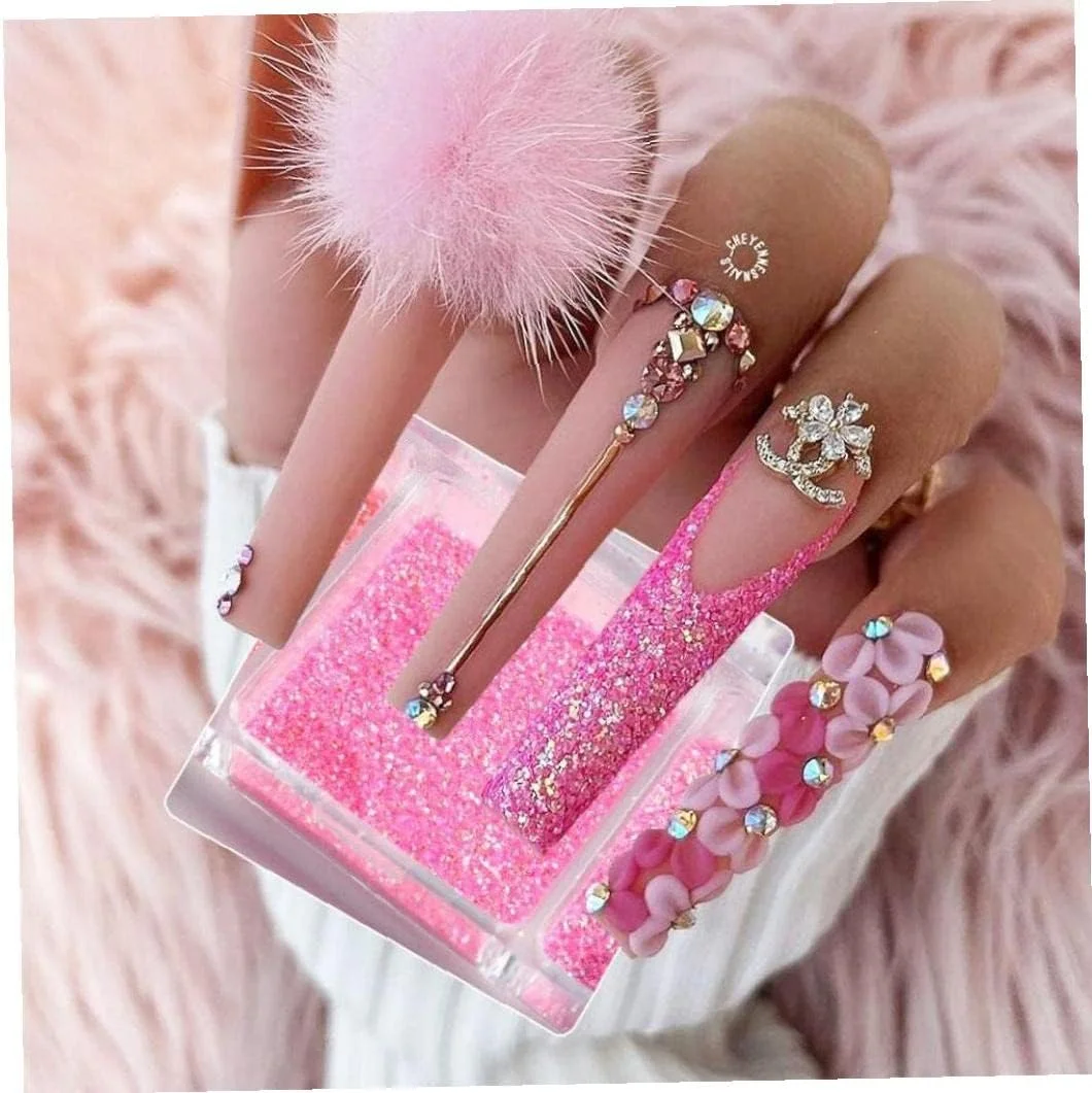 ست پودر شکر صورتی برای طراحی ناخن، پودر براق و میکروسایشی برای ایجاد افکت شکر در مانیکور