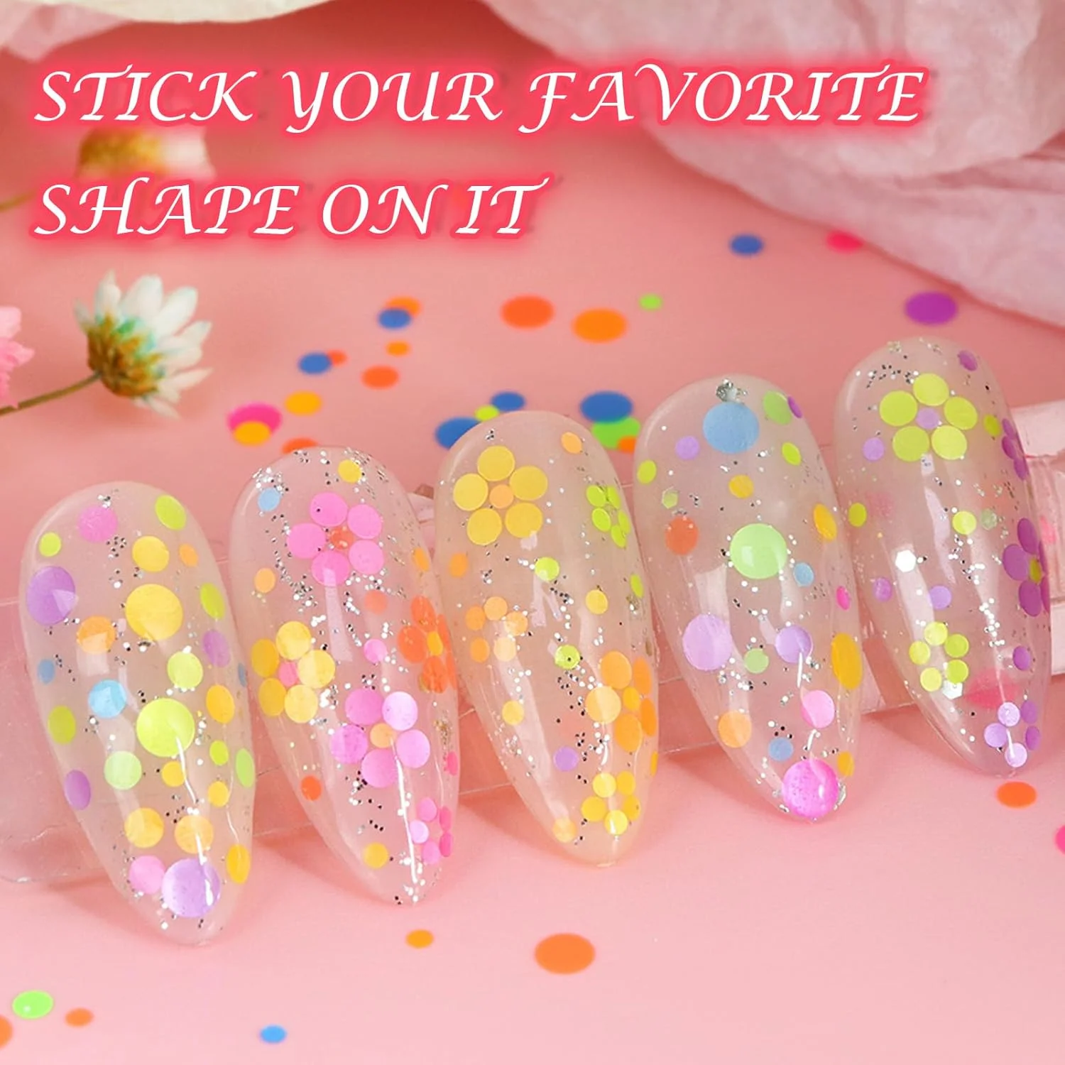 پولک های اکلیلی طراحی ناخن، مجموعه پودر اکلیل مینی، طراحی ناخن سه بعدی شفاف و فوق العاده نازک، پولک های گرد طراحی ناخن، اکلیل برای ناخن با طرح پروانه، قلب، تزئین ناخن برای خانم ها (فلورسانس)