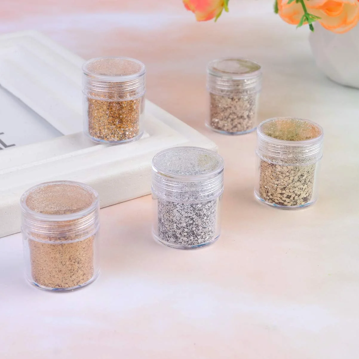 پودر اکلیل ناخن 5 عددی، پودر اکلیل پری دریایی، اکلیل بسیار ظریف، اکلیل آرایشی هنری ناخن، پودر اکلیل هنری ناخن