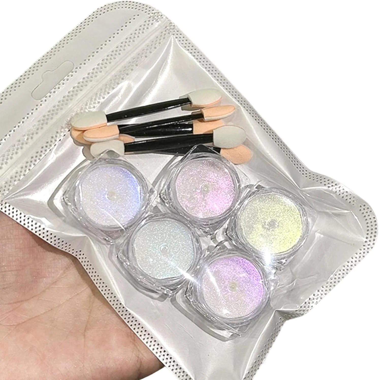 پودر اکلیل طراحی ناخن، پودر ناخن درخشان با قلم اپلیکاتور، پودر کروم مانیکور، پودر اکلیل ناخن، پودر طراحی ناخن متالیک، پودر آینه ای ناخن، ست پودر آینه ای طراحی ناخن (5 عدد)