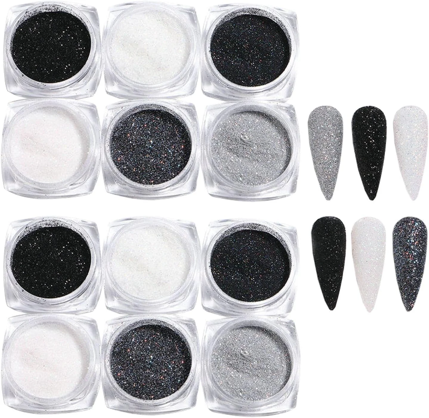12 عدد اکلیل ناخن، طراحی ناخن، پودر اکلیل هولوگرافیک، تزئین ناخن، پولک ناخن، پودر ناخن، لوازم طراحی ناخن (6 رنگ).