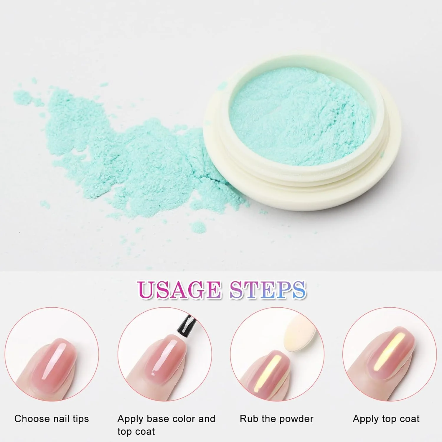 پودر کروم ناخن 6 عددی، پودر اکلیل ناخن کروم با روکش آینه ای جادویی برای طراحی ناخن، کروم ناخن برای رنگ های پایه مختلف، جلوه های مختلف برای طراحی و تزئین ناخن