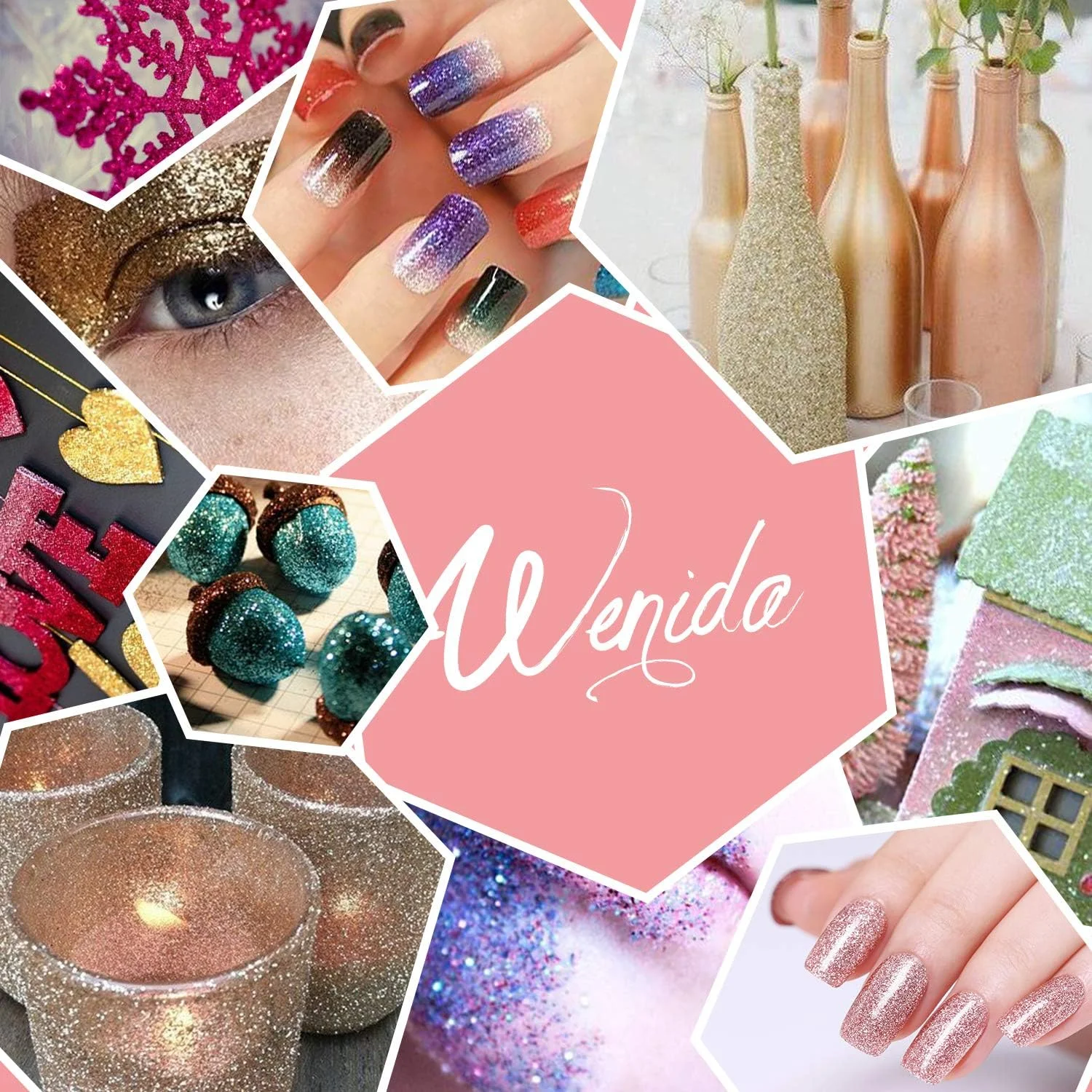 اکلیل ونیدا 12 رنگ هولوگرافیک پودر آرایشی جشنواره پولک اکلیل هنری برای صورت مو بدن ناخن 12 جعبه 12 رنگ # 1