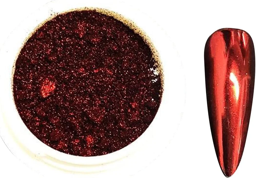 پودر ناخن اثر آینه‌ای Mror، پودر کروم متالیک، پودر براق اکلیلی ناخن، پودر رنگدانه‌ای طراحی ناخن با چوب سایه چشم، مناسب برای تزئین ناخن DIY