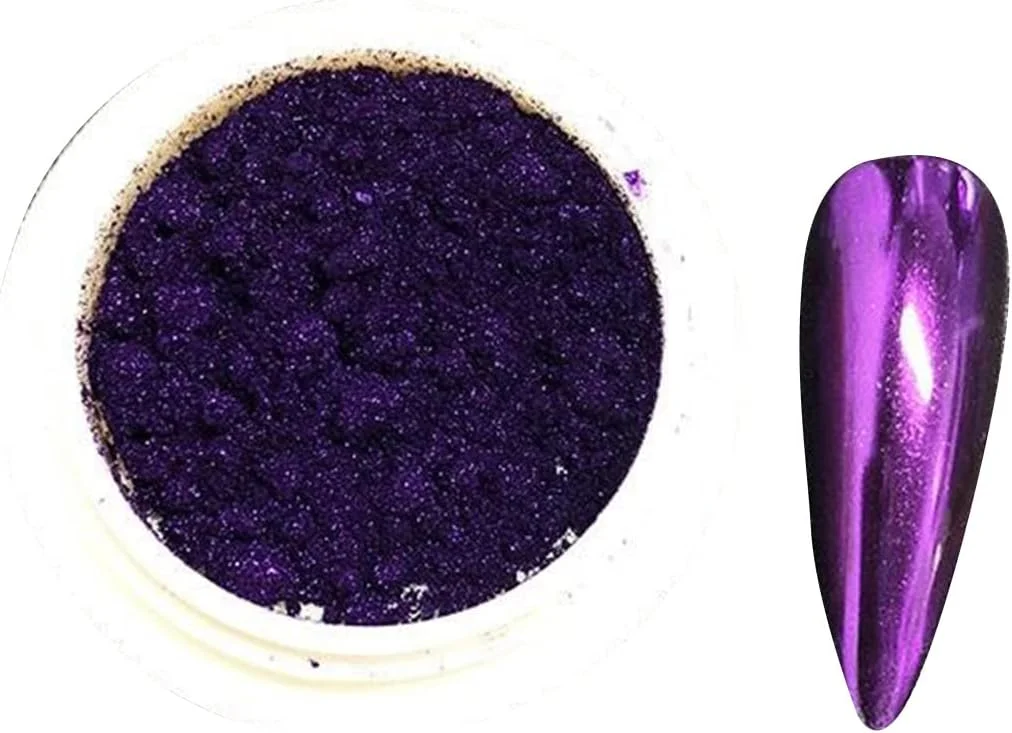 پودر ناخن اثر آینه‌ای Mror، پودر کروم متالیک، پودر براق اکلیلی ناخن، پودر رنگدانه‌ای هنر ناخن با چوب سایه چشم، مناسب برای تزئین ناخن DIY