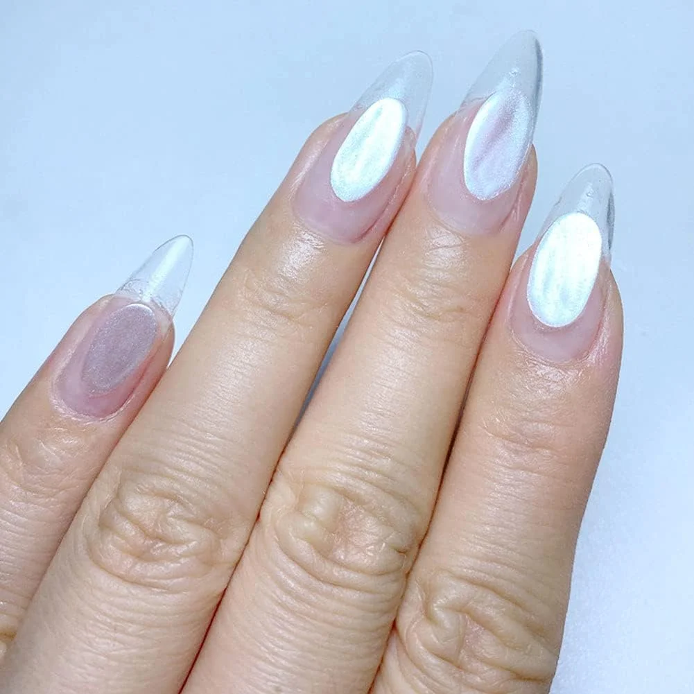 پودر کروم آینه ای ناخن، پودر براق مرواریدی، پودر درخشان، تغییر رنگ ناخن، آمبره ناخن، پودر لیزری هولوگرافیک، ژل متالیک برای طراحی ناخن