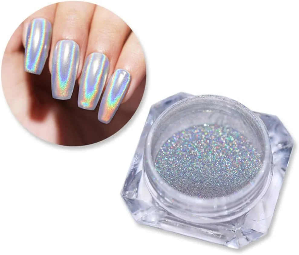 پودر کروم فوق العاده ظریف اکلیل ناخن، پودر رنگین کمانی طراحی ناخن، پودر پیگمنت اپال شفق قطبی تغییر رنگ چندگانه
