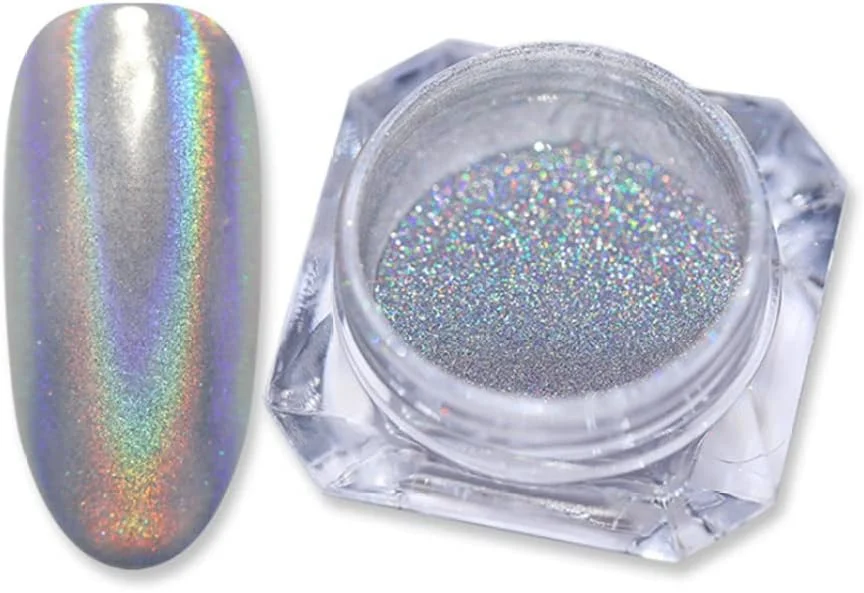 پودر کروم فوق العاده ظریف اکلیل ناخن، پودر رنگین کمانی طراحی ناخن، پودر پیگمنت اپال شفق قطبی تغییر رنگ چندگانه