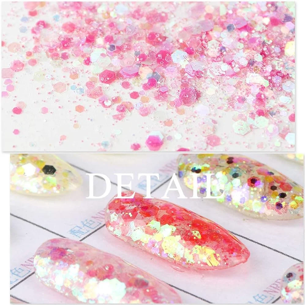 اکلیل ناخن، 12 رنگ/ست پودر پری دریایی پولک های گرد و غبار اکلیل طراحی ناخن برای دکوراسیون DIY هنر ناخن ژل UV