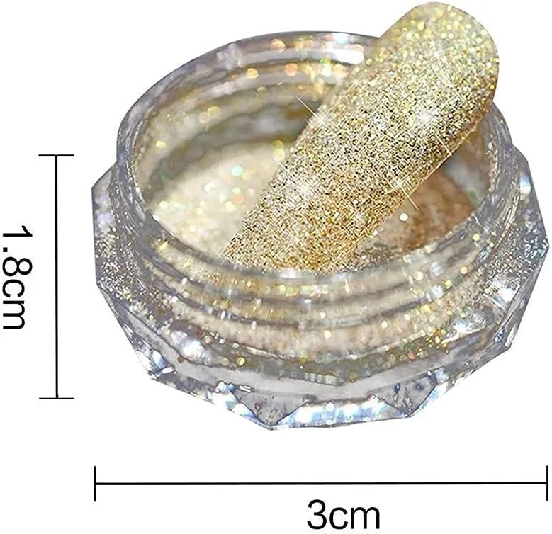 پودر ناخن کروم Gefemini با ۸ رنگ مختلف، پودر آینه ای برای طراحی ناخن و اکلیل های هنری