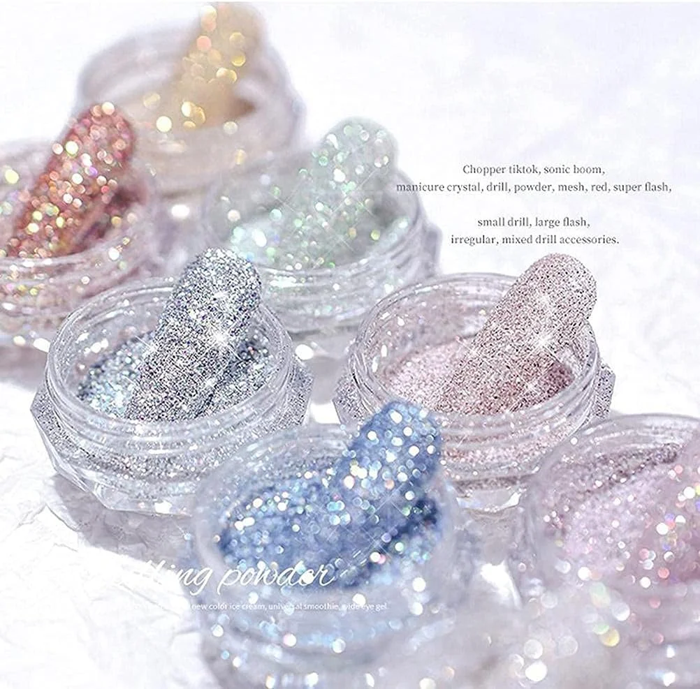 پودر ناخن کروم Gefemini با ۸ رنگ مختلف، پودر آینه ای برای طراحی ناخن و اکلیل های هنری