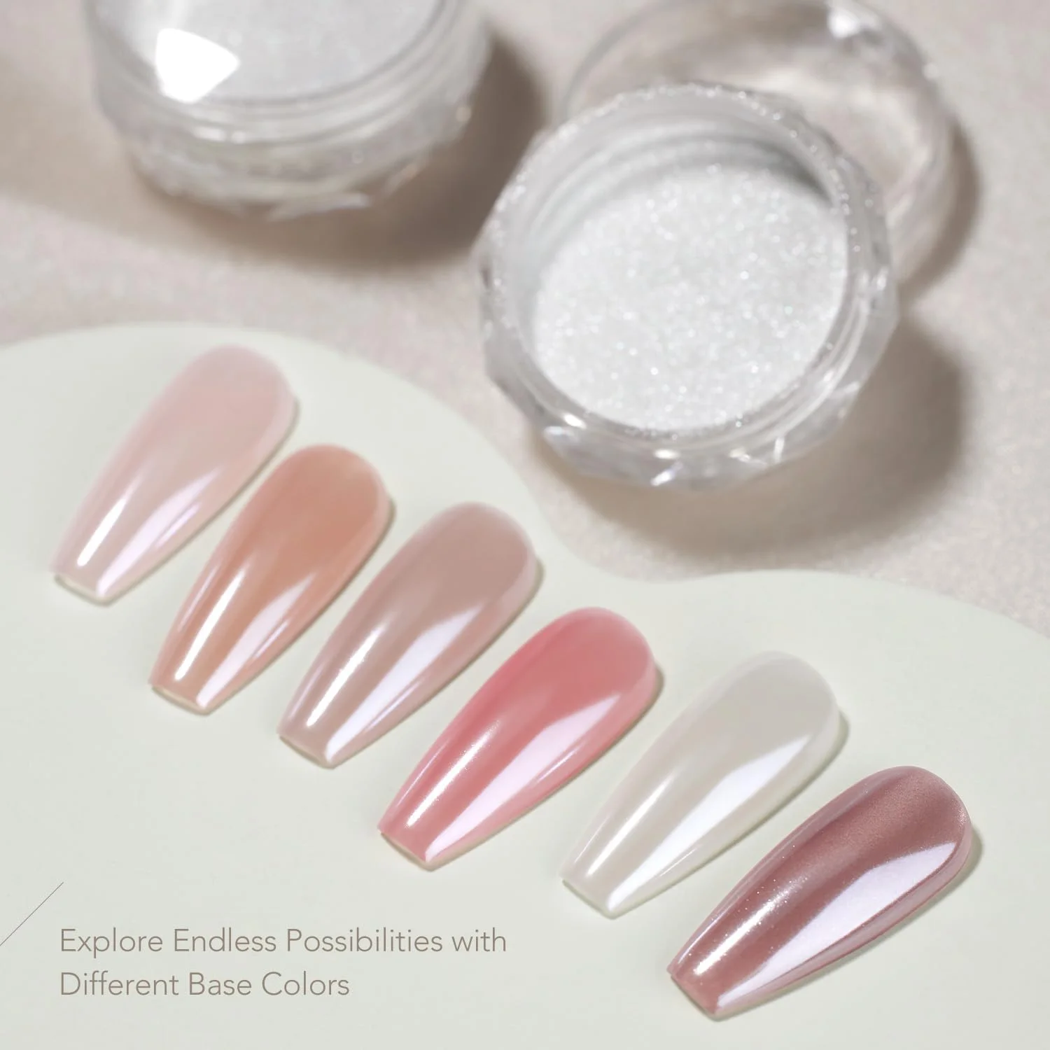 پودر کروم مرواریدی سفید GAOY، رنگدانه براق اکلیلی با جلوه آینه ای، تزئینات طراحی ناخن پری دریایی Aurora، سفید درخشان