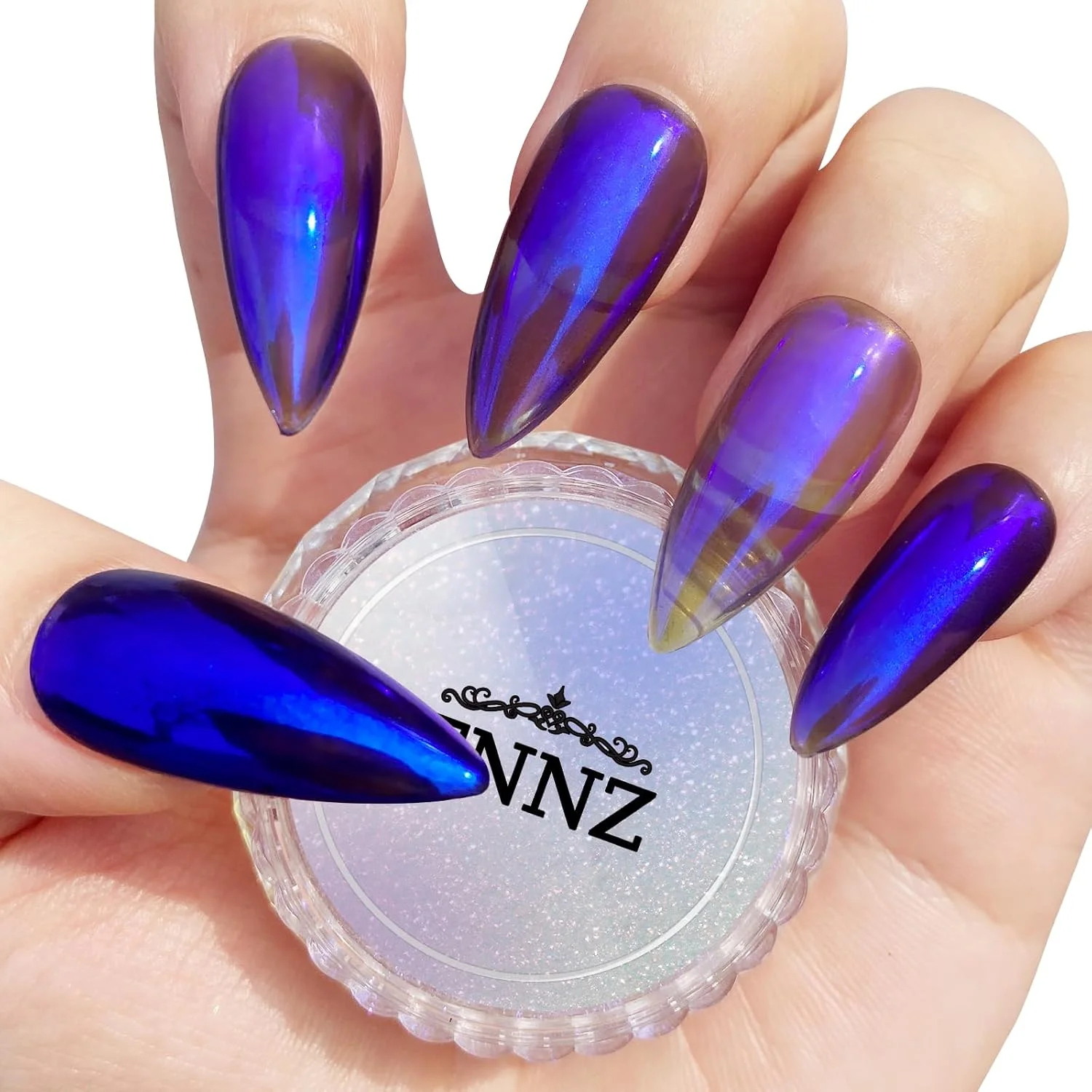 پودر کروم ناخن تک شاخ FNNZ، پودر مرواریدی رنگین کمانی Aurora Unichrome پری دریایی برای تزئین ناخن و طراحی ناخن در خانه و سالن - Galactic Dream